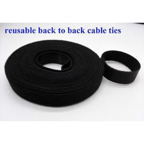 2rolls black 15mm*5M cable tie tape Short Hook Back to Back Cable Tie Nylon Fastening cable organizer