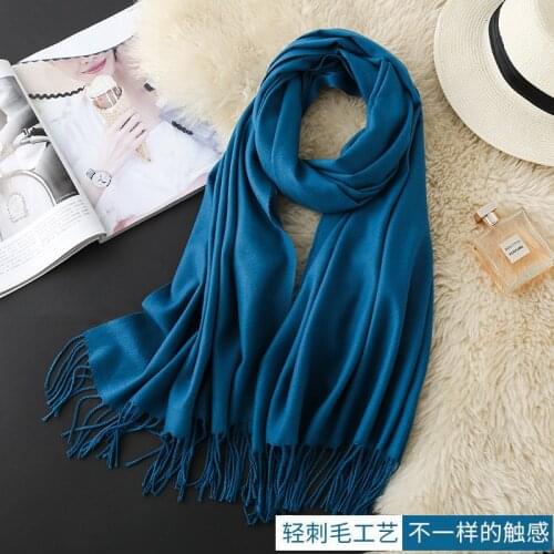New Gold Standard Light Bristle Cashmere Scarf Autumn Winter Warm Shawl Embroidery Gift Scarf Women Solid Female Hijab Шарф