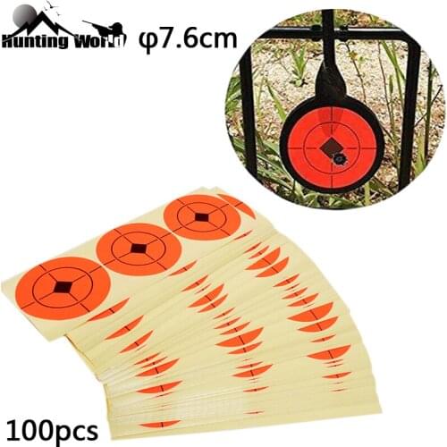 Hunting 3-Inch Orange Self-Adhesive Paper Target Stickers Bullseye Shooting Aiming Practice Target for Airsoft BB Gun Archery