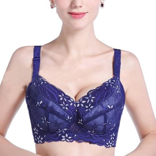 Wholesales BAICLOTHING Womens Full Coverage Underwire Lace Floral Push Up Adjustbale Bra 36 38 40 42 44 46 48 B C D E F G H