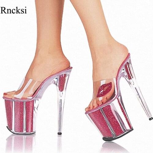 Rncksi Sexy Women Kiss 20CM Super High Heel Platforms Pole Dance/Performance/Model Shoes Lady Wedding Party Slippers Shoes