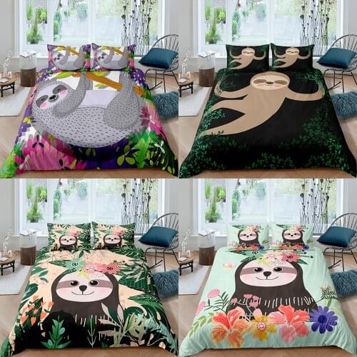 Home Textiles Luxury 3D Sloth Print Duvet Cover Set 2/3 Pcs Pillowcase Kids Bedding Set AU/EU/UK/US Queen and King Size
