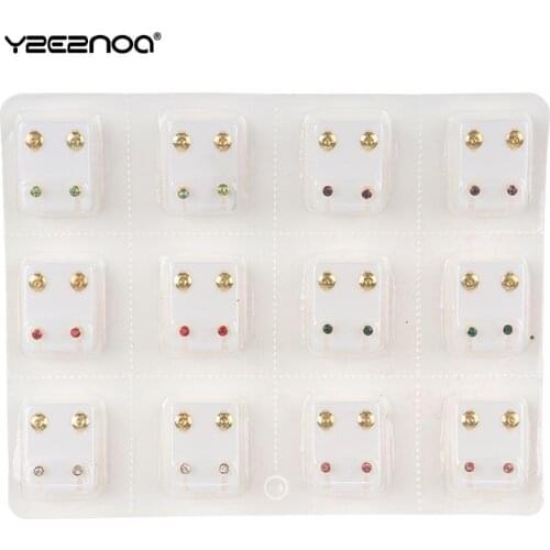 12Pairs Medical Earrings Piercing Tool Kits Women Jewelry Piercing Stud Earring Colorful Surgical Steel Ear Studs Earrings Set