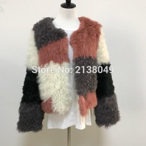 SF0173 Slim Fur Pure Hand Made Garment Women Fur outwear Real Fur Genuine Coats