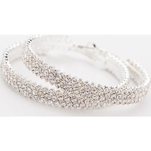 Rhinestone Big Circle Round Hoop Earrings 2019 Womens Earring Hoop Crystal Minimalist Fashion Jewelry E555