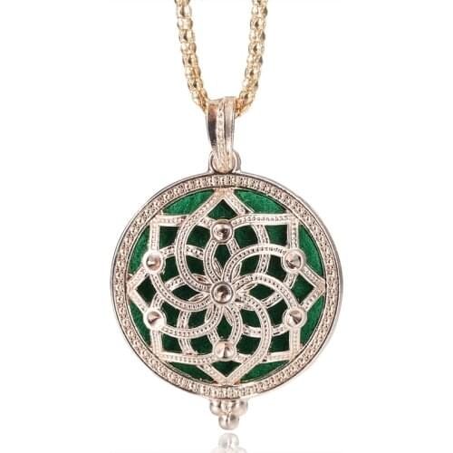 MODKISR Vintage Golden Lotus Box Pendant Aromatherapy Diffuser Locket Necklace Essential Oil Diffuser Magnetic Opening Necklace