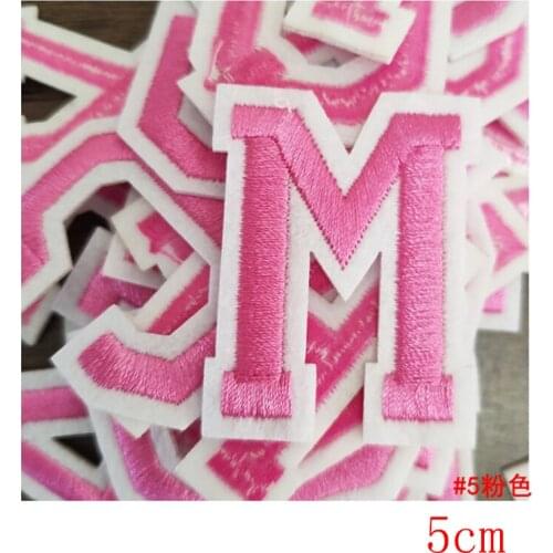 Embroidery Brand Patch Pink Color Name Letter Sew on Transfer Iron on Sticker Baby Clothes Bag Decoration