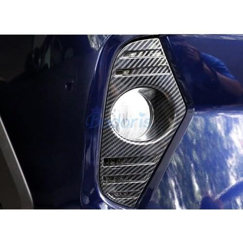 For Toyota RAV4 XA50 2019 2020 Front Carbon Fiber Color Fog Lamp Cover Light Protector Panel Trim Auto Accessories