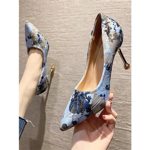 New ladies single shoes summer fashion personality temperament stiletto pointed toe color matching high heels hot sale