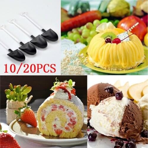 10/20pcs Plastic Disposable Mini Shovel Spoon Potted Ice Cream Cake Spoon for Kids Dessert Tea Coffee Spoons Party Supplies