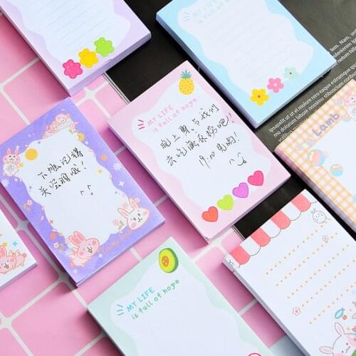 100 Sheets Cute Cartoon Memo Pads Sticky Note Kawaii Rabbit Notepads Posted It Planner Korean Stationery Office School Supplies