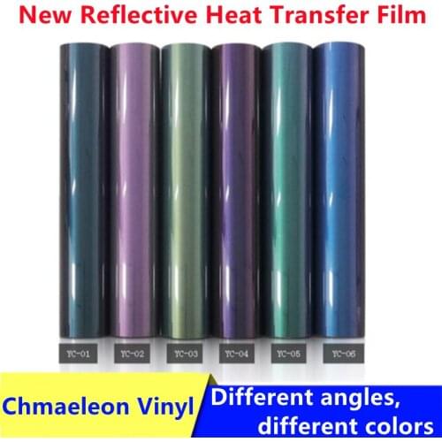 25x100cm Reflective Heat Transfer Film Glows Itself PU T-Shirt Chmaeleon Vinyl For Clothing Hot Stamping Foil