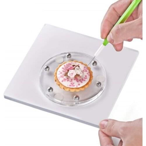 Acrylic Cookie Cake Turntable Rotating Cake Plastic Dough Knife Decorating Cream Cakes Stand With Silicone Mat Cake DIY Tools