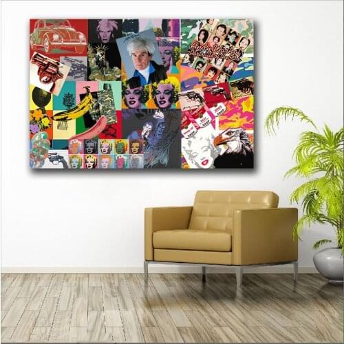 Large Printing andy warhol-Portfolio of Works art Wall Art Picture Home Decor Living Room Modern Canvas Print No Frame Paintings