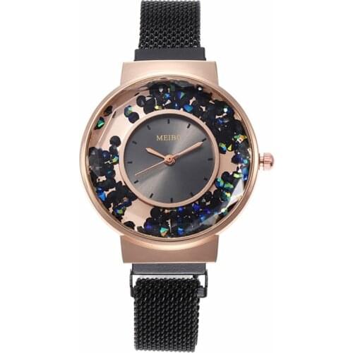 Women Magnet Watches For Women Quartz Simple Waterproof Rose Gold Stainless Steel Mesh Ladies Quartz Watch Relogio Feminino