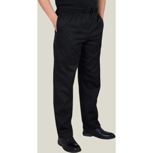 Chef work pants black elastic waist hotel restaurant autumn winter mens slim fit relaxed chef pants