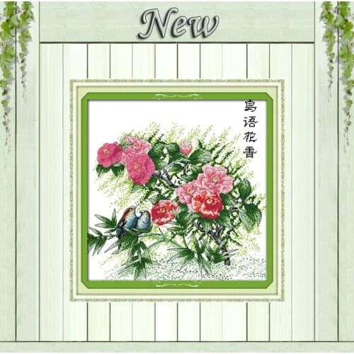 Flowers and birdsong scenery Decor painting Counted Printed on canvas DMC 11CT 14CT Cross Stitch kits Needlework Sets embroidery
