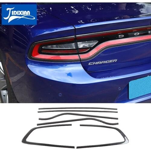 MOPAI Car Stickers for Dodge Charger 2015+ Carbon Fiber Car Tail Light Lamp Decoration Strip Accessories for Dodge Charger 2015