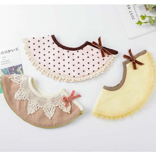 Baby bib saliva towel rice circular bib pocket maternal infant supplies Baby Bibs Cotton Lace Tassel bow burp cloth