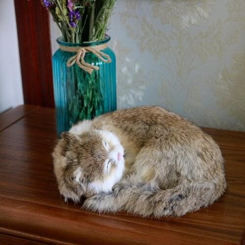 Children Mink plush toys sleeping animals lifelike cat dolls realistic simulation kitten models creative home decoration kids