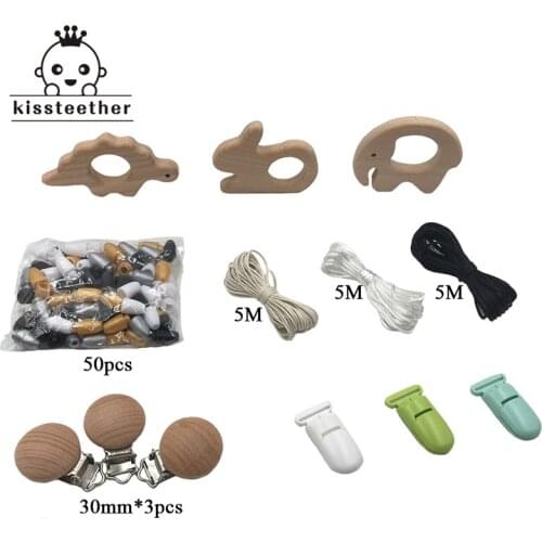 DIY Baby Teether Nursing Boxed Beech Wooden Animal Pacifier Clip/Safty breakaway buckle/Beech Pacifier Chips For Wooden Teether