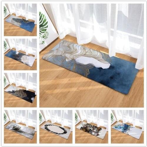 Long Kitchen Mat Modern Ink Oils Painting Style Floor Mat Carpet Anti-slip Absorb Water Doormat Bedroom Bath Entrance Mat
