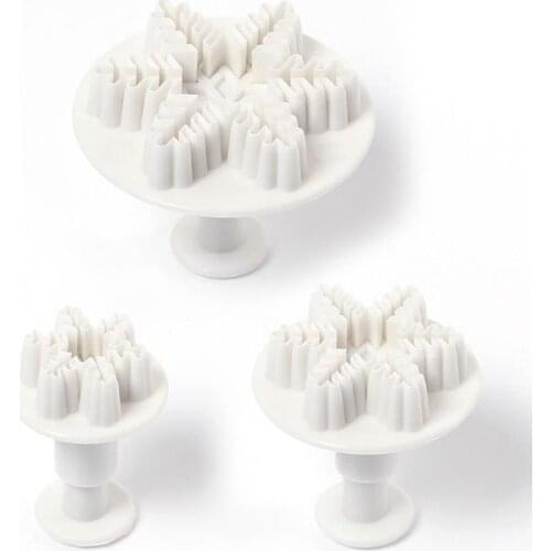 3Pcs Snowflake Cake Decorating Fondant Plunger Cutters Mold Mould Cookies Tools Kitchen Tools Fondant Cutting Pastry Cutter