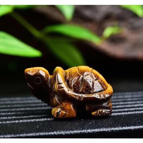 Natural tiger eye stone crystal Healing minerals hand carved Turtle tortoise for gift
