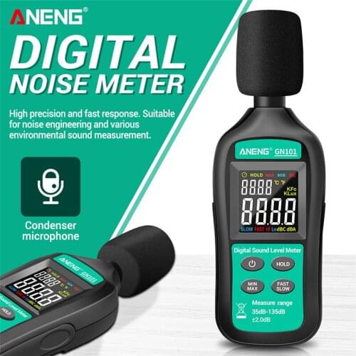 ANENG GN101 Digital Noise Meter Measurement LCD Screen Sound Level Decibel Meter Logger Tester 35-135 db Noise Test Tool
