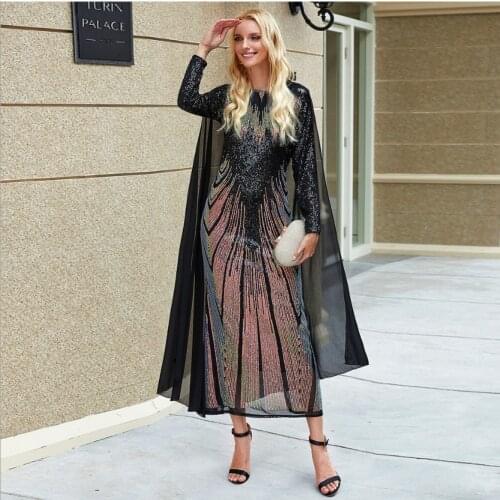 Sequin Kaftan Saudi Abaya Dubai Muslim Women Fahsion Dress Morocco Clothing Islamic Embroidery Dresses with Shawl Turkey Clothes