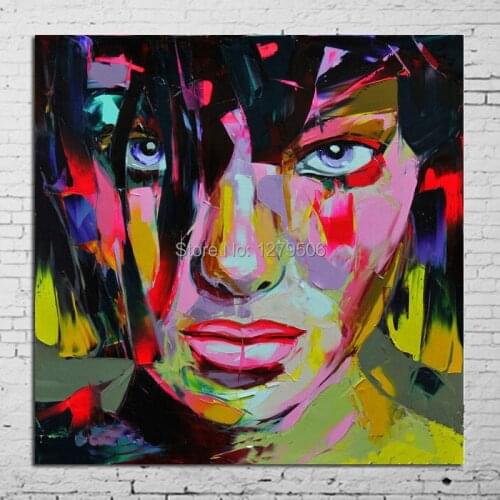 Canvas Painting Francoise Nielly Stree Art Pop Art Oil painting on canvas high Quality Hand-painted Painting Girl Stareing