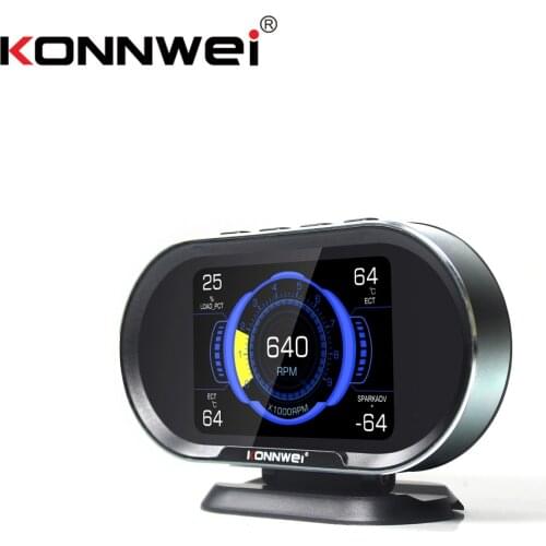 KONNWEI KW206 Car OBD2 HUD Digital Meter RPM Gauge All in One Automotive Trip Computer Smart OBD Speedometer Tachometer Water