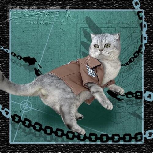 Attack on Titan Eren Jaeger Jiyuu no Tsubasa Little Cat & Dog Clothes Coat Uniform Set Cosplay Take Photo Props Pet Supplies
