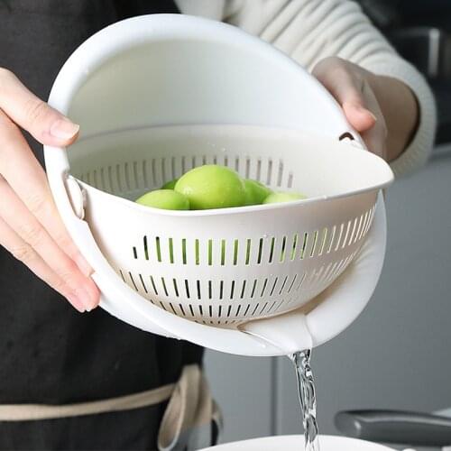 Kitchen double drain basket washing dishes colander strainer noodles vegetables and fruits storage basket kitchen tools