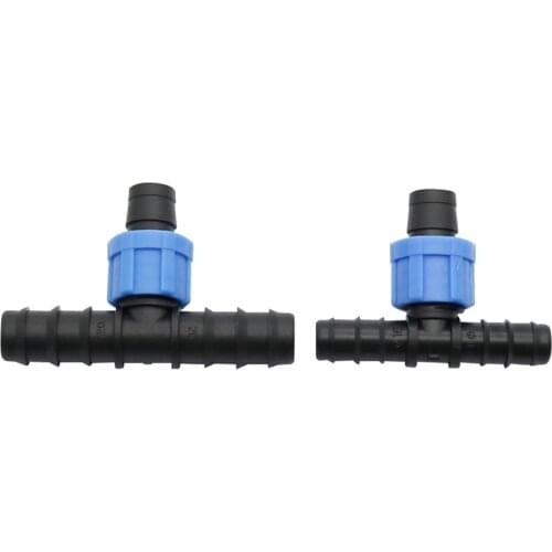 5/8" Thread Lock Drip Tape Tee Connector Hose Adapter for Greenhouse Garden Micro Drip Irrigation Fittings 2 Pcs