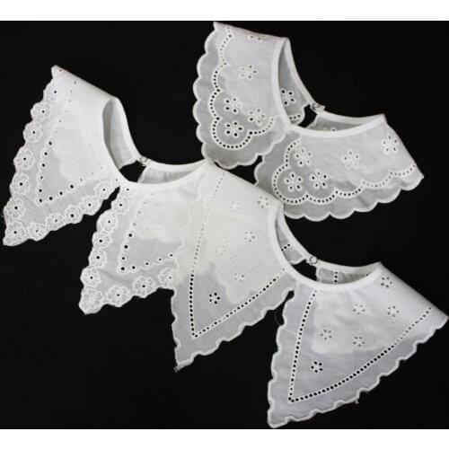 Linbaiway White Big Lapel Floral Fake Collars for Women Shirts Detachable Collar Embroidery Necklace False Collar Shawl Decor