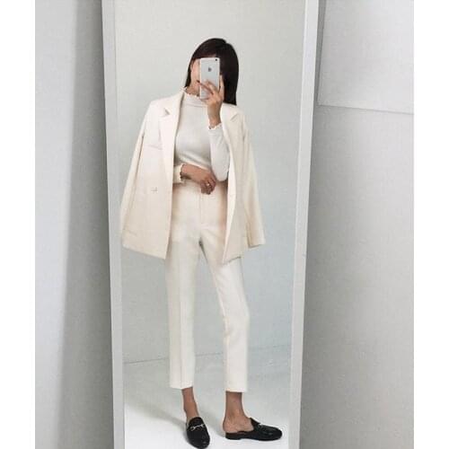Fashion small suit women suit casual loose slim suit trousers two-piece double-breasted 2019 spring and autumn new