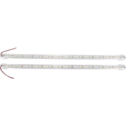 New 2 Pcs Aluminum Alloy Rigid LED Strip Rod Light Waterproof 12V 50CM Warm White