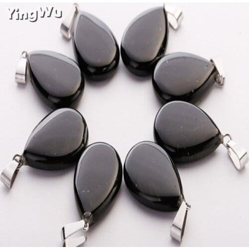 Wholesale 30pcs Lot Natural Stone Pendant Water Drop Shape Pendants Black Onyx Stone Charms for Necklaces Jewelry Making