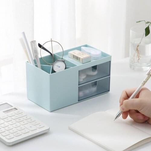 Multifunctional Office Desktop Pen Pencil Organizer Box Jewelry Makeup Storage Container School Bathroom Accessories Holder Case