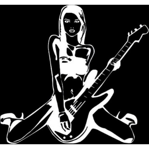 Sexy Girl Guitar Music Cool Rock Vinyl High Quality Car Sticker Cover Scratches Anti-UV Waterproof Window Windshield Accessories
