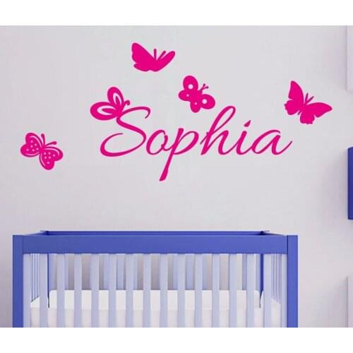 Removable Vinyl Art Wall Stickers For Kids Room Butterflies Wall Decals Decor Customize Name Sticker Home Design Murals Art A930
