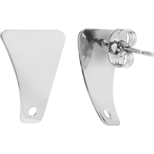 20pcs/lot stainless steel earrings connector findings diy stud earring post with hole for jewelry making