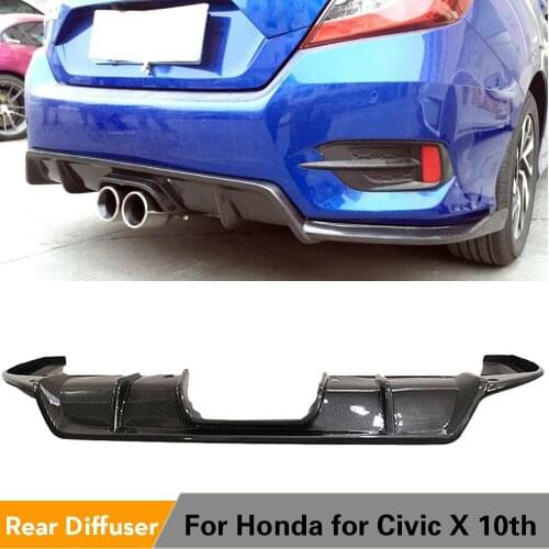 Car Rear Bumper Diffuser Lip Spoiler for Honda Civic X 10th 2016 - 2018 Carbon Fiber Rear Diffuser Lip Spoiler