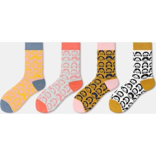 Hip Hop Street Personality Design Sock Cool Woman Boy Four Color Cartoon Pattern Girl Socks Couple Cotton
