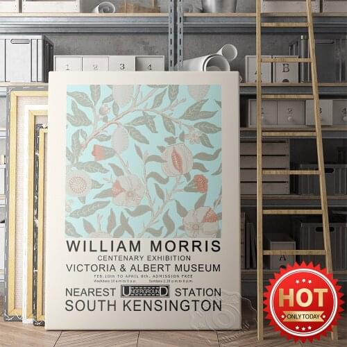 William Morris Centenary Exhibition Wall Picture, William Vintage Art Prints Poster, Morris Flowers Pattern Wall Decor Stickers