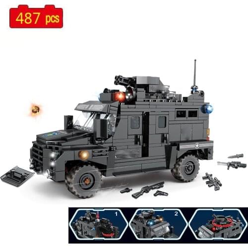WW2 Military Series World War II SWAT City Police Patrol Mission Vehicle DIY Model Building Blocks Toys Gifts