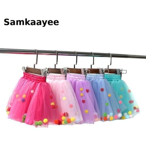 2-7y Tutu Skirt Baby Girls Summer Kids Pettiskirt Knee-Length Princess Clothes Solid Mesh Tulle Pleated Party Children Clothing