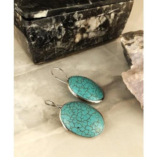 Dr Stone Natural Stone Women 'S Turquoise Stone Earrings AHL7 439800680