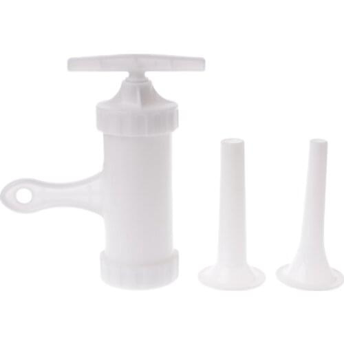 1 Set White Plastic Hand Operated Sausage Maker Enema Machine Meat Stuffer Filler Barrel Funnel